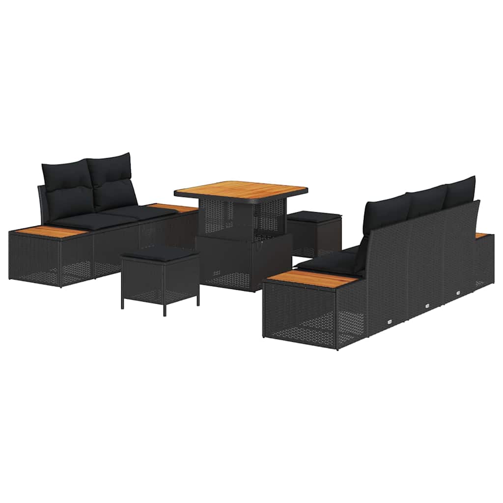 Garten-Sofa-Set mit Kissen 8 pcs Schwarz 80 x 80 x 71 cm